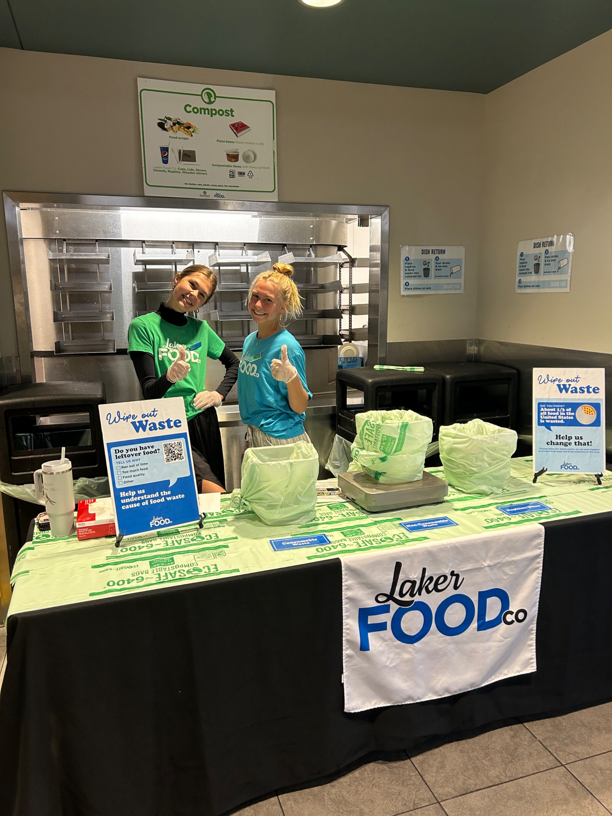 Food Crew collect waste to show students how much food they are throwing away